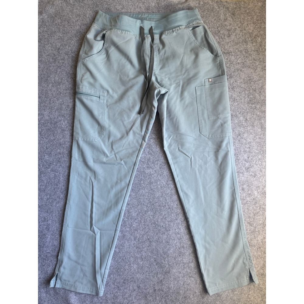 Figs Yola Yoga Scrub Pants Medium Light Blue Technical Collection Drawstring